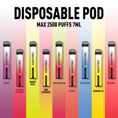850mah 2500 souffle Vape jetable Pen Nicotine 2% 3% 5%
