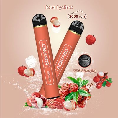 Clope glacé de Vape Pen Disposable E de souffle du litchi 3000 aucune nicotine 1.2Ohm