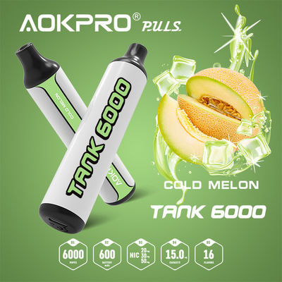 6000 souffle jetable de glace de melon de cigarette de l'acier inoxydable E des souffles PCTG