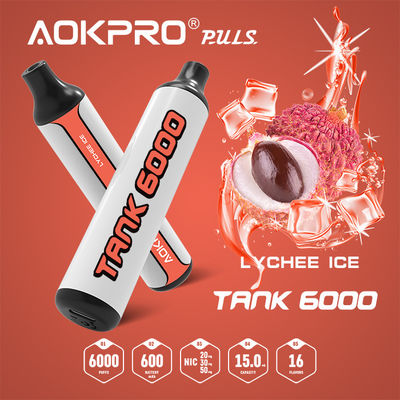 remplissage jetable du stylo 15ML USB-C de Vape de glace de litchi des souffles 1.2ohm 6000